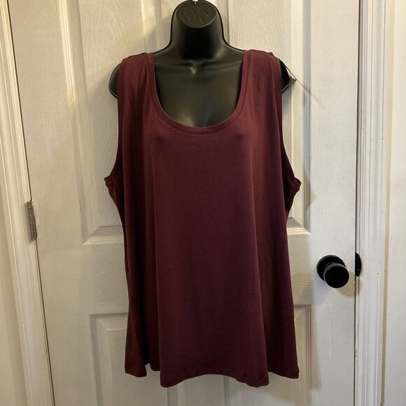 NWT Ava & Viv Women's Plus Size Sleeveless Tank Top Burgundy Red Size 3X - Picture 1 of 15